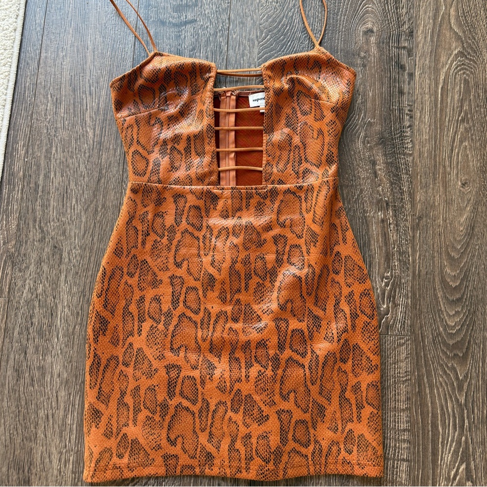 Superdown Faux Leather Snakeskin Mini Dress - Size S